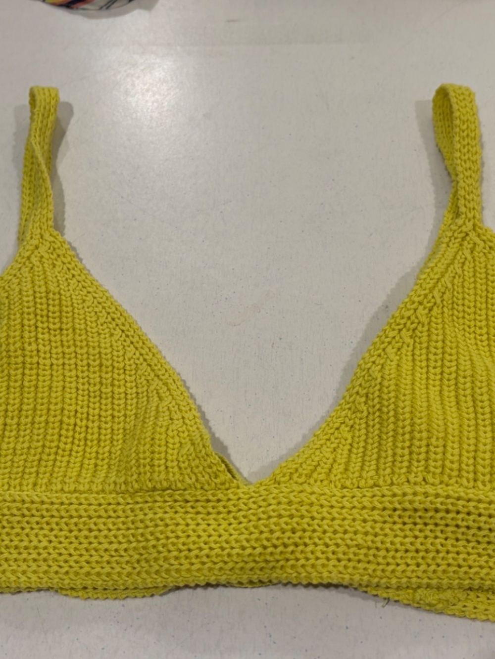 Olivaceous Cropped Tank Top Brami Tie Adjustable Back Knit Sweater 100% Cotton M - Picture 2 of 8